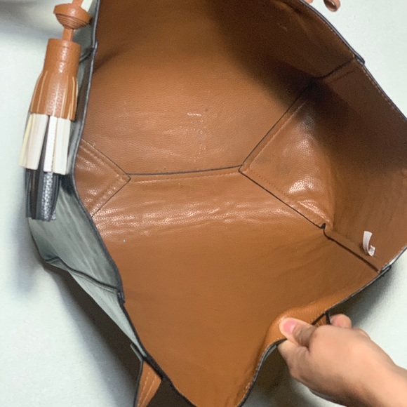 BCBG Large Black Leather Tote - Picture 6 of 6